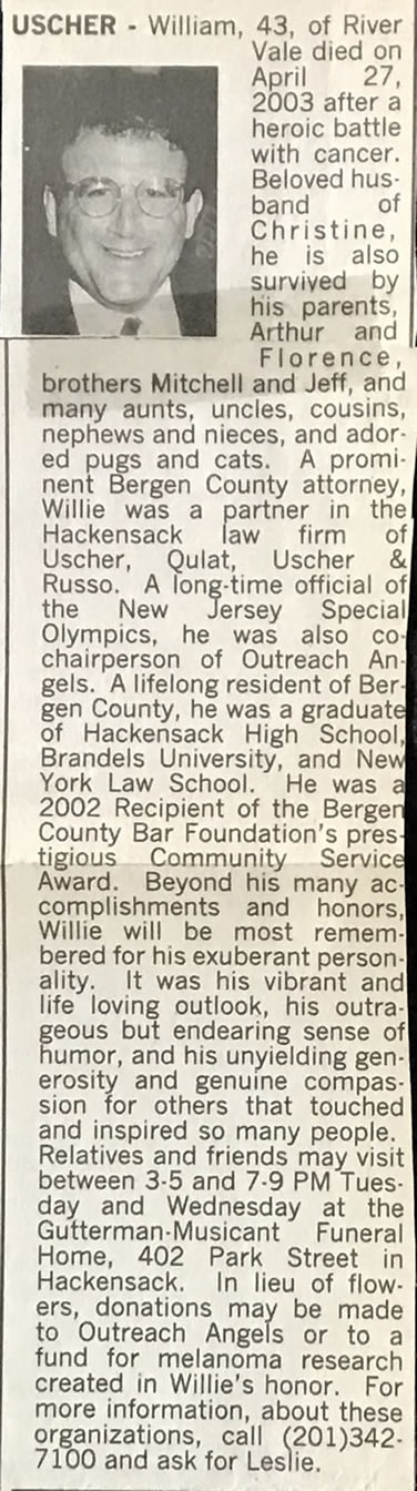 William Uscher Obituary April 27 2003